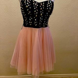 Semi formal black & pink rhinestone party dress